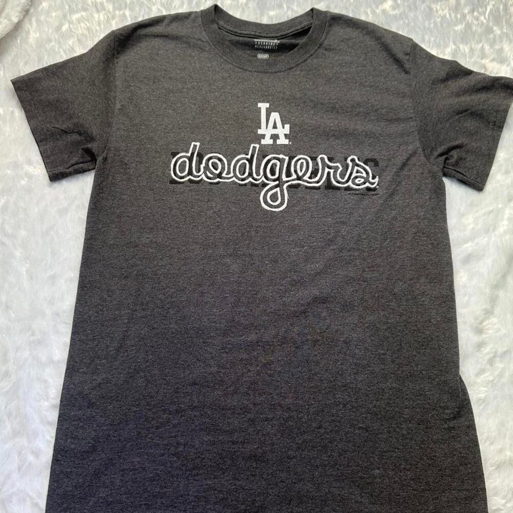 LA Dodgers Los Angeles MLB Women's Small Grey and Black T-shirt Doyers